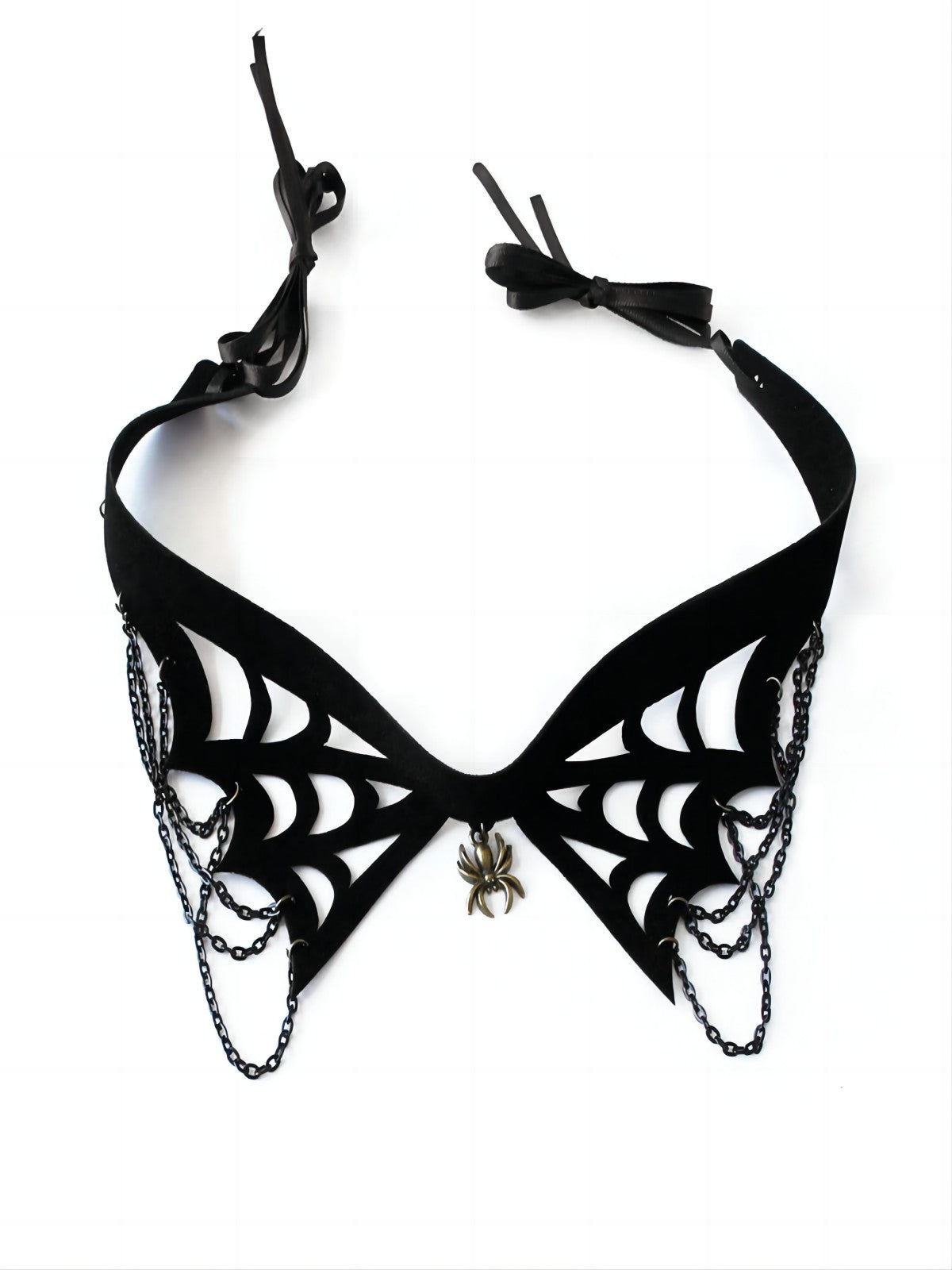 Halloween Black Spider Web Gothic Choker Necklace, 1 of 2