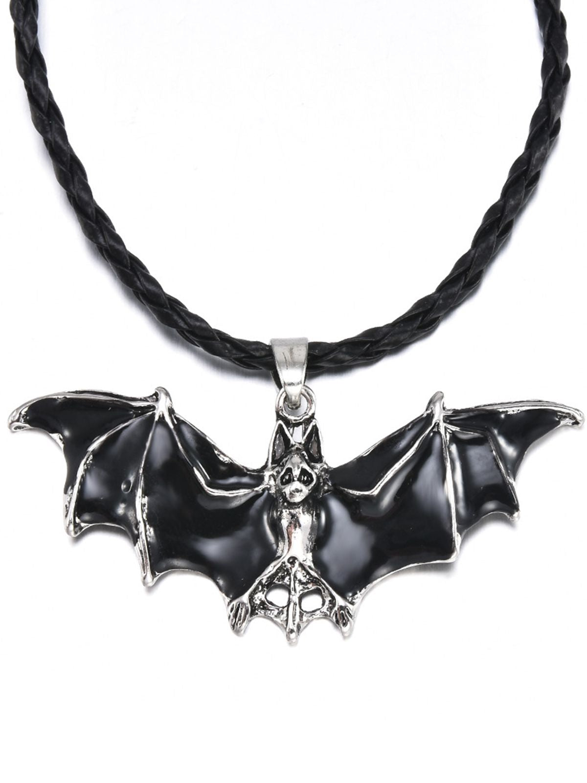 Black 1PC Halloween Bat Necklace , 1 of 4