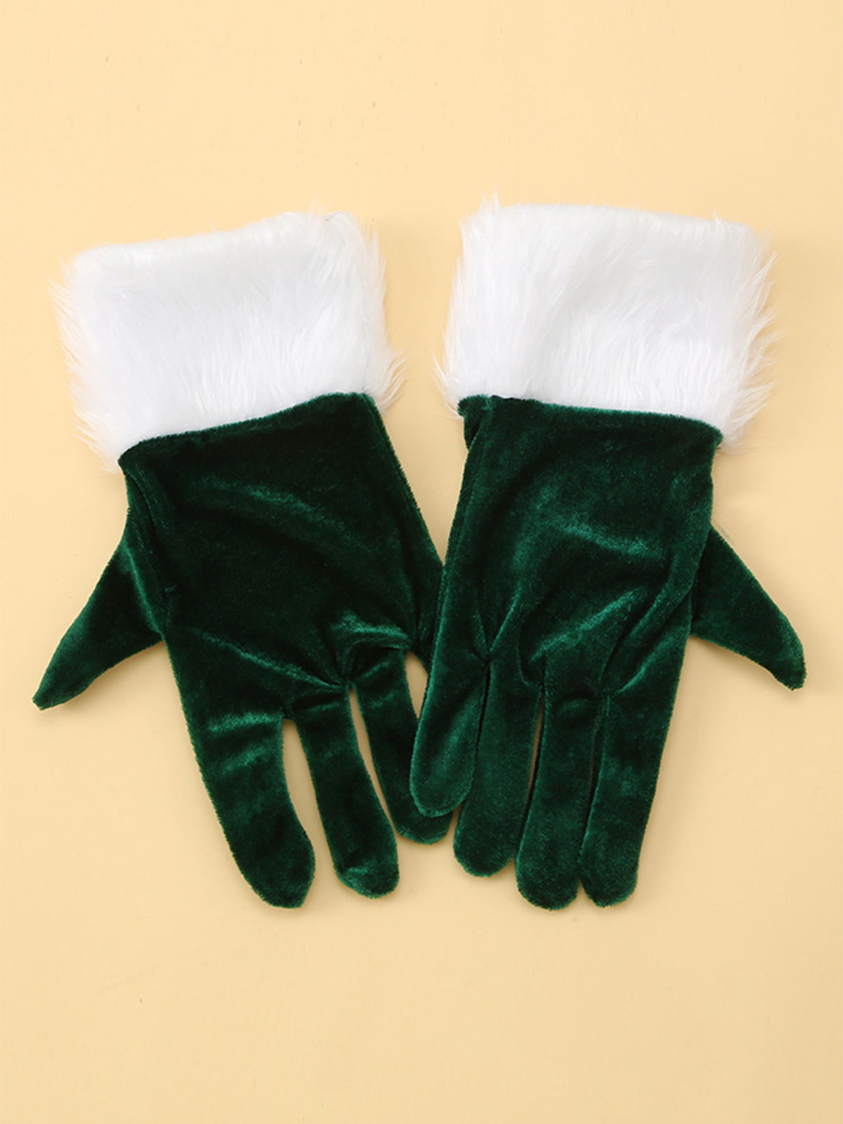 Christmas Velvet With White Fur Cuffs Gloves Red, 2 of 2