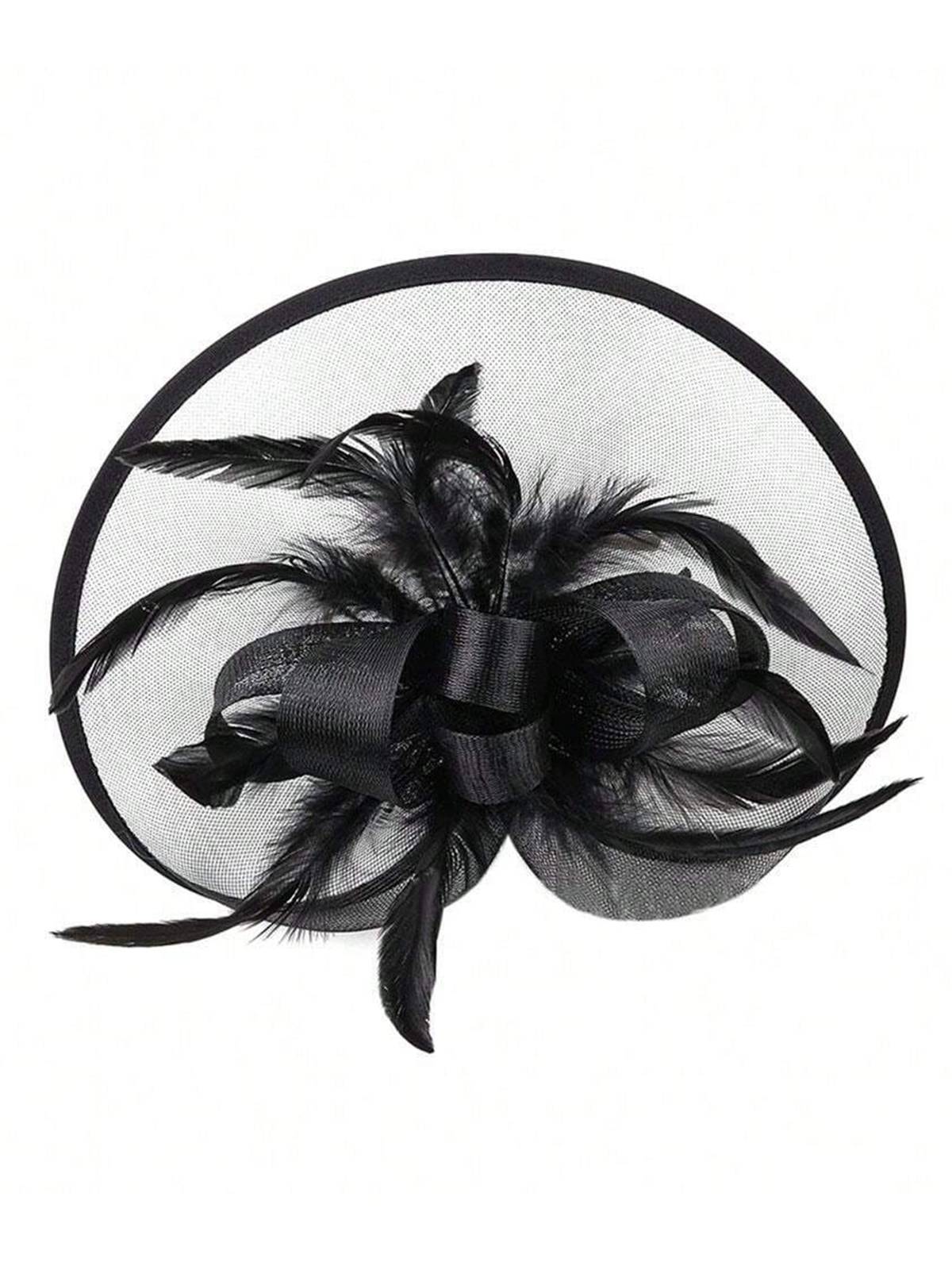 Feather Fascinator Hat With Veil , 1 of 5