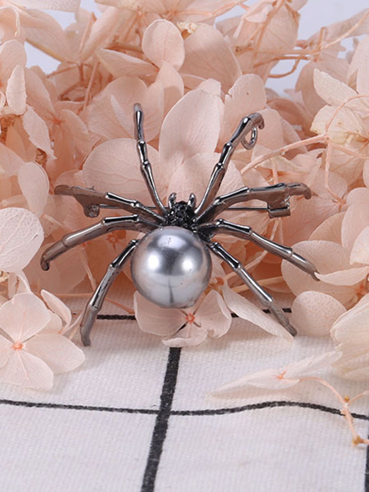 Halloween Silver Spider Pearl Brooch, 2 of 7