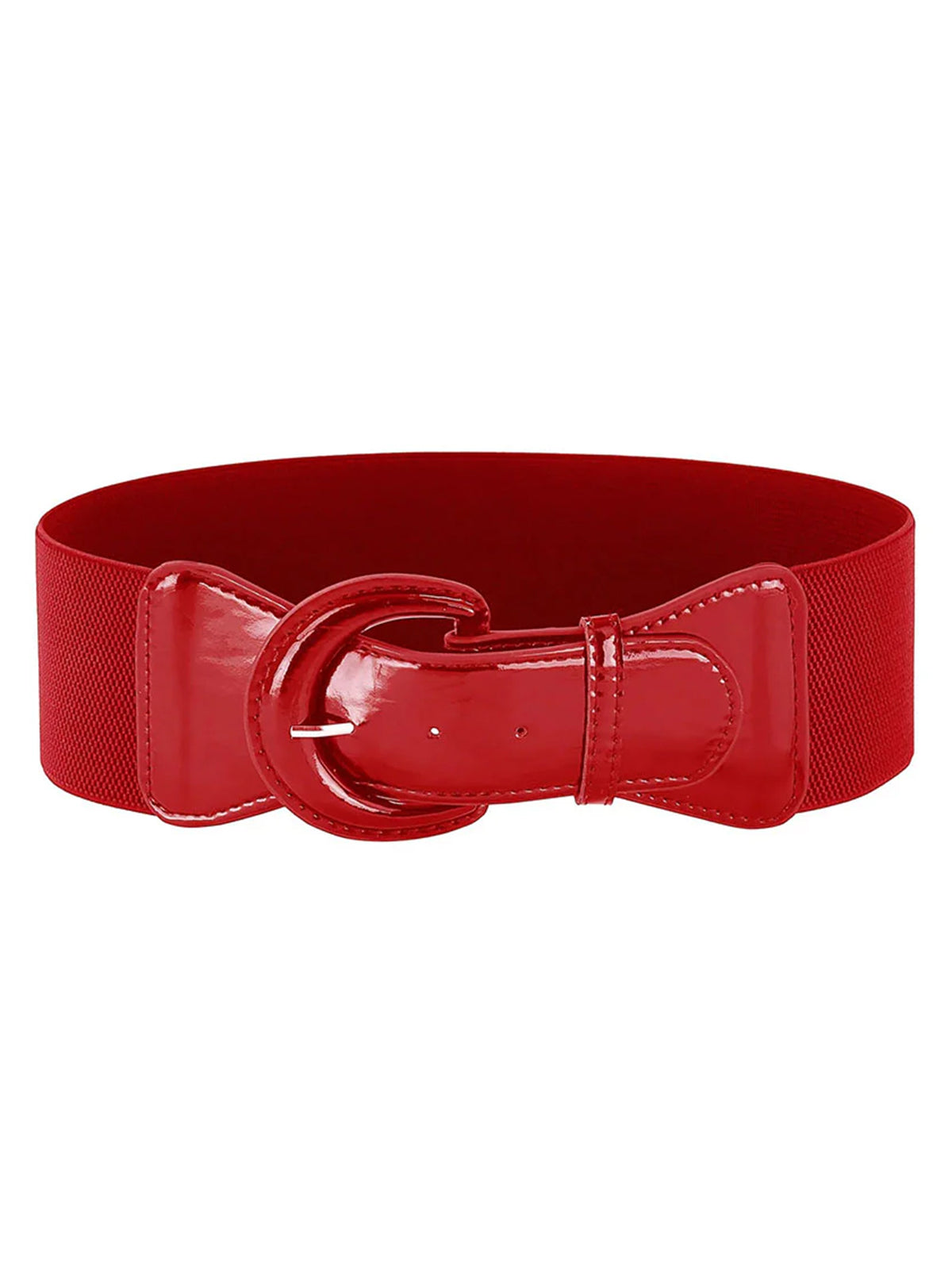 Patent Leather Elastic Buckle Vintage Belt Red, 1 of 9