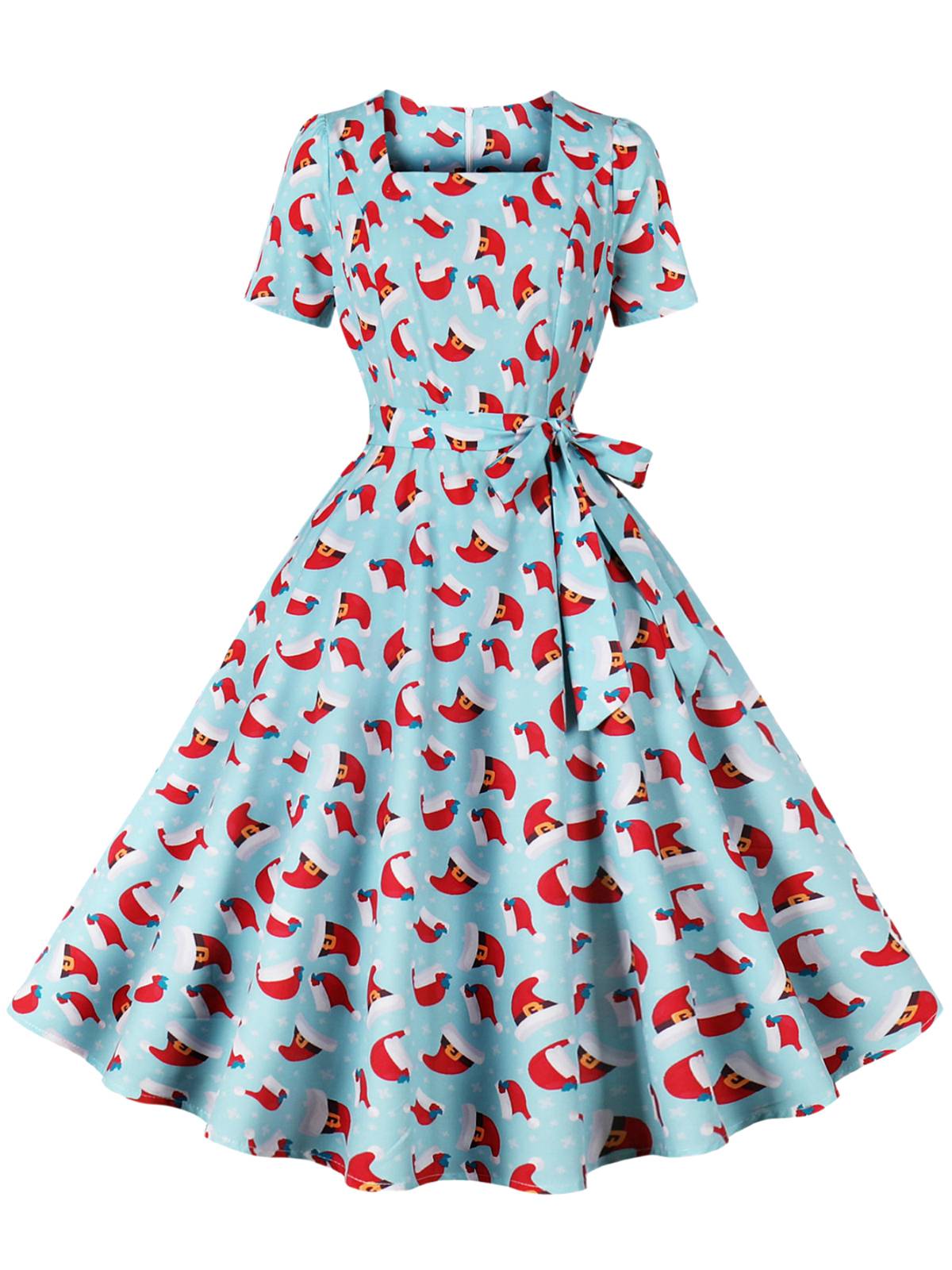Christmas Santa & Elk Print Swing Dress, 6 of 10