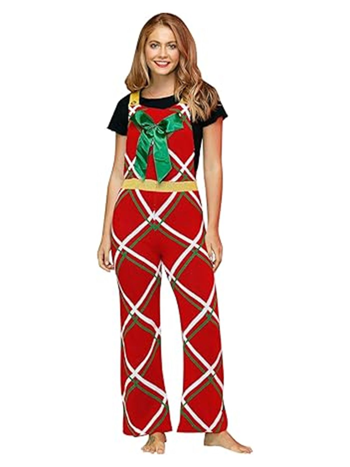 Christmas Gift-Themed Bow Plaid Jumpsuit, 2 of 5