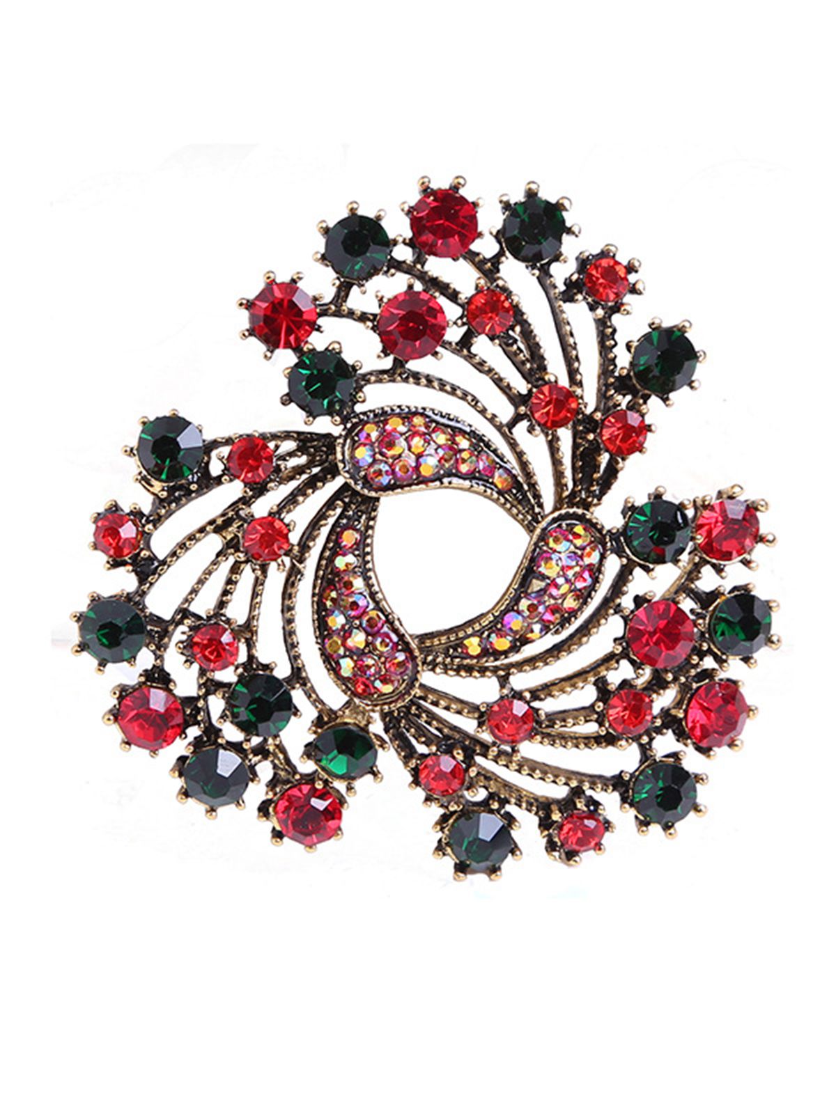 Christmas Wreath Rhinestone Brooch , 1 of 1