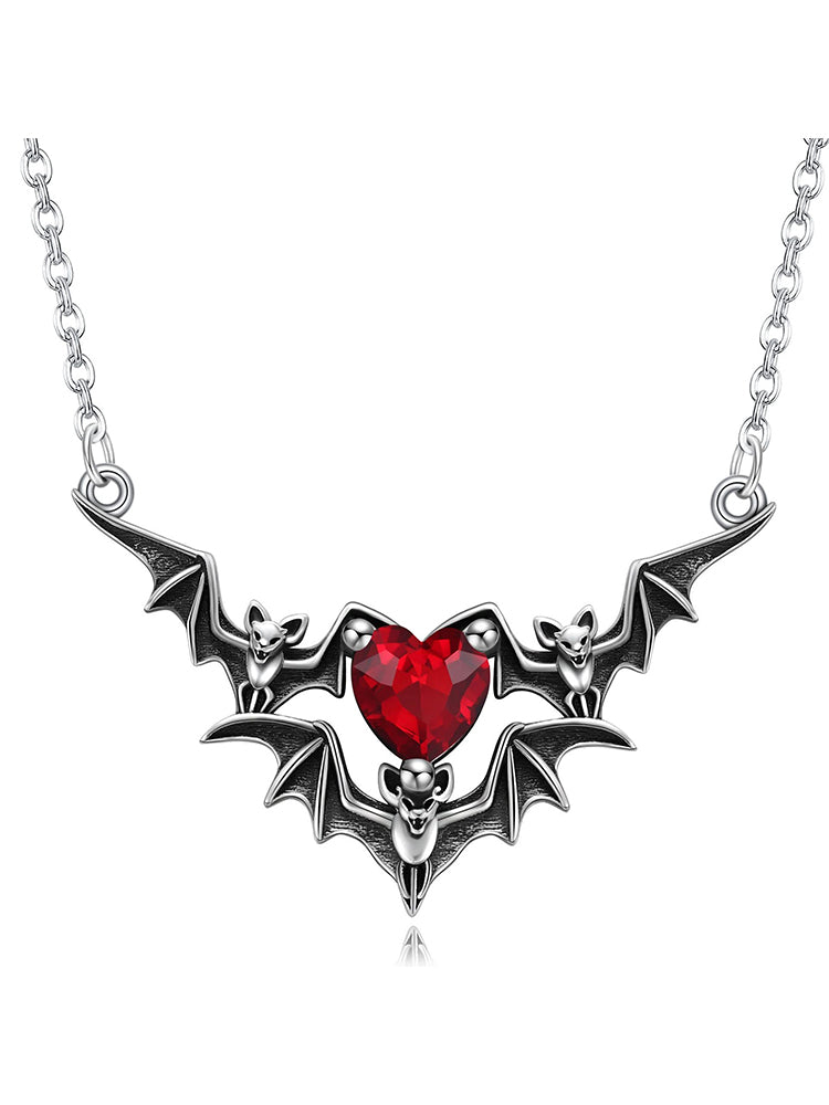 Black Halloween Bat Rhinestone Necklace , 1 of 3