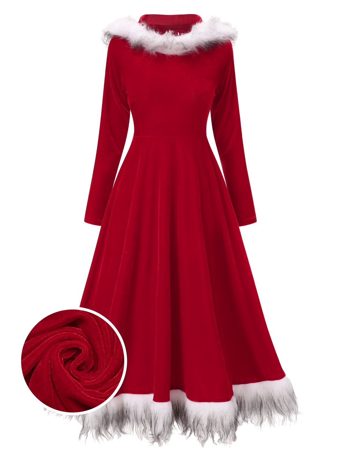 Christmas Fur Hooded Dress, 1 of 4