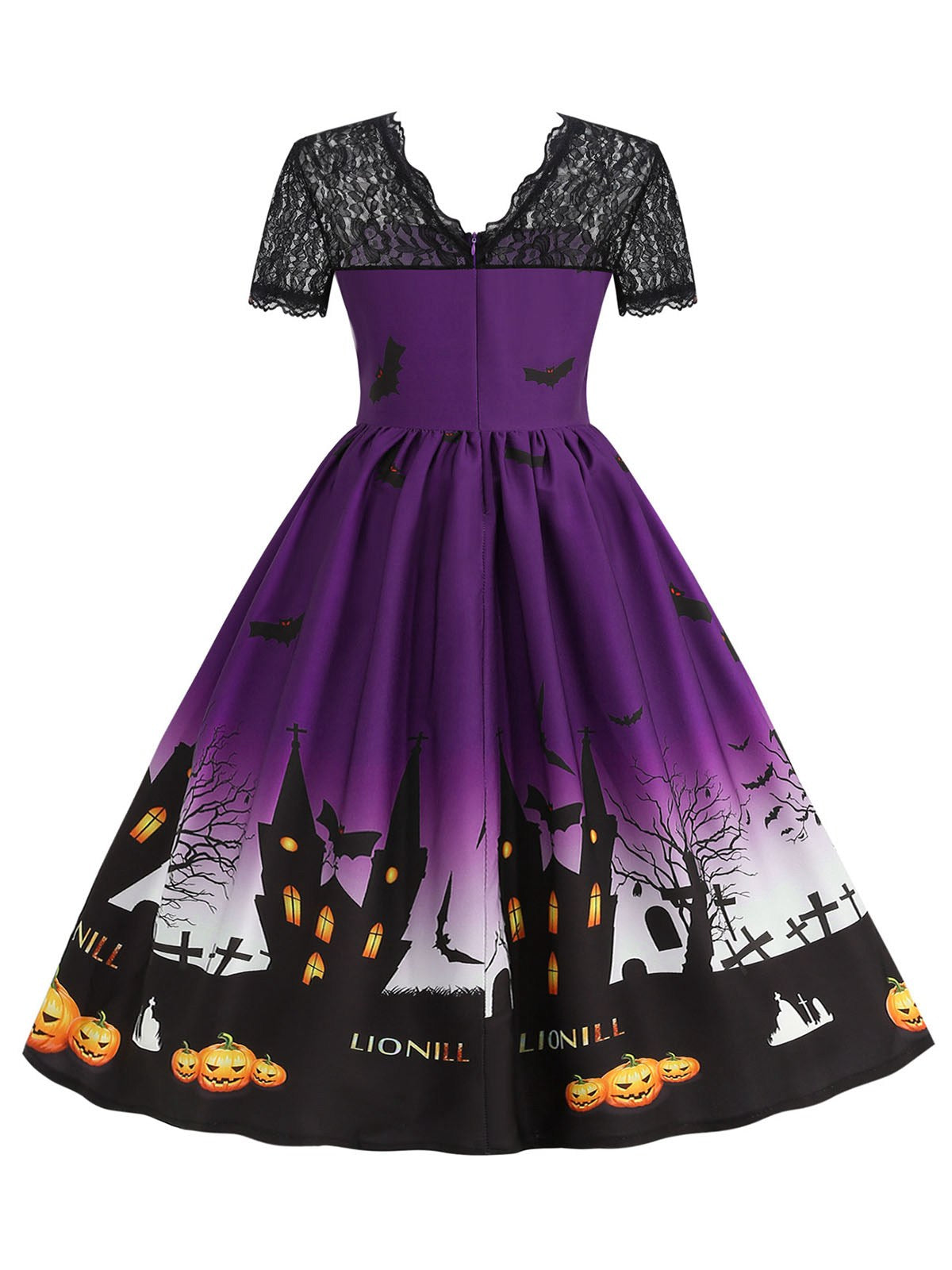 Halloween Lace Patchwork Short Sleeves Dress, 9 of 9