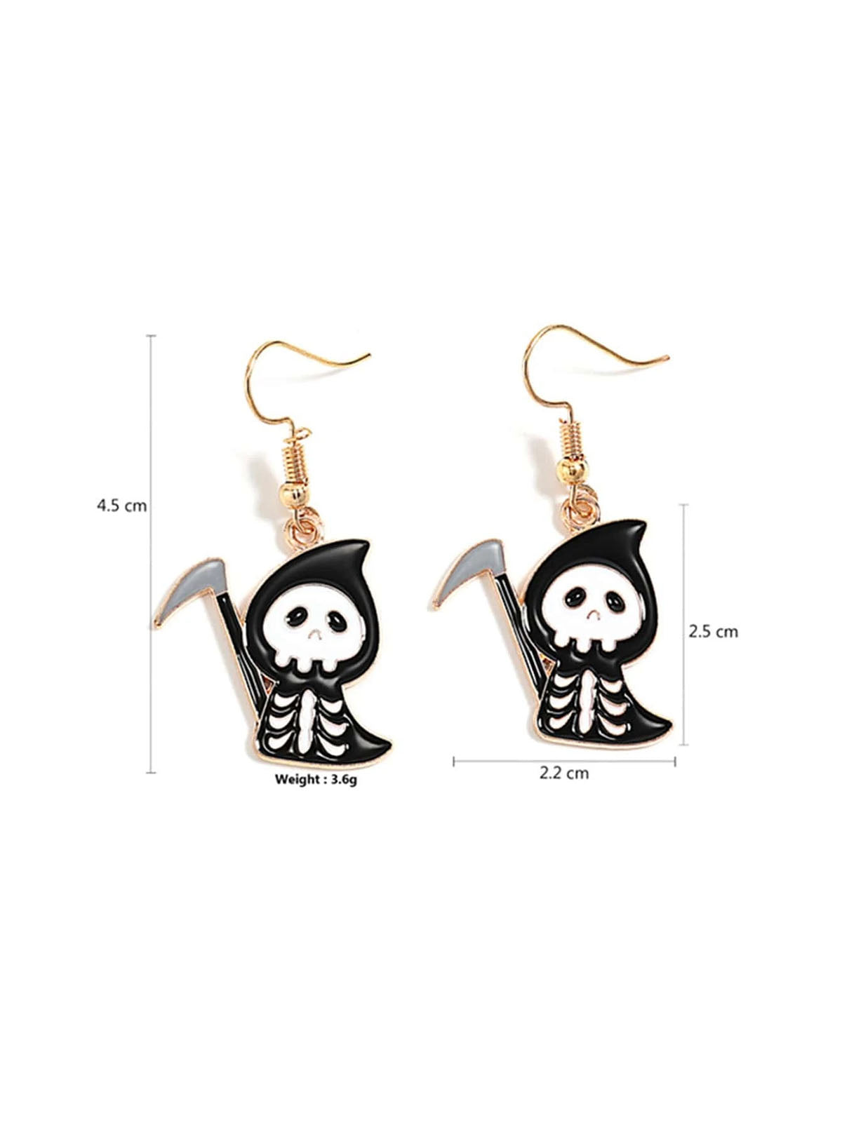 Halloween Cartoon Black Grim Reaper Earrings, 2 of 2