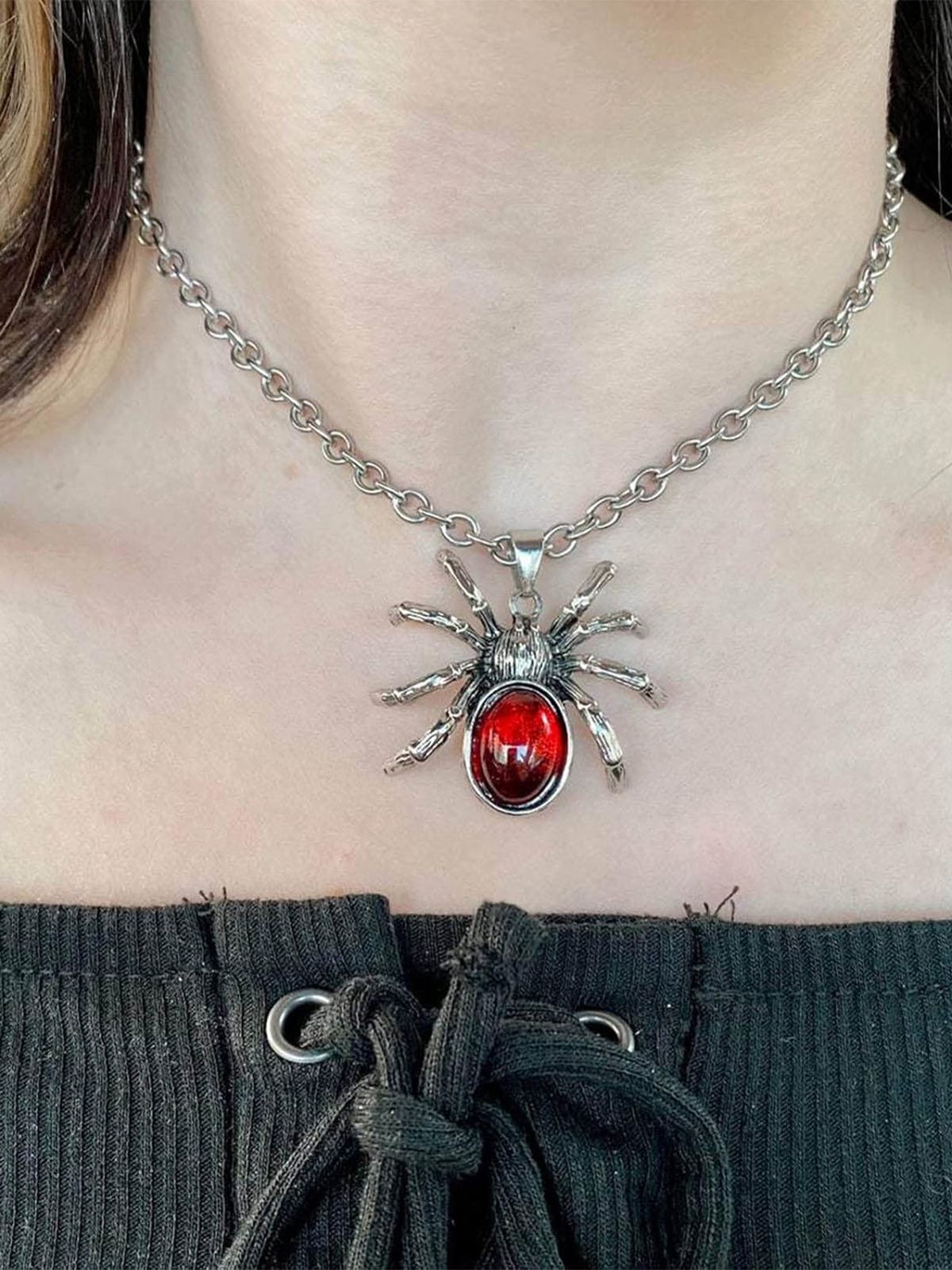 Halloween Spider Blood Drop Pendant Necklace, 4 of 4
